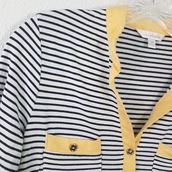 Charming Charlie Women's Button Down V Neck Pin Stripe Shirt Top Blouse - Picture 3 of 8